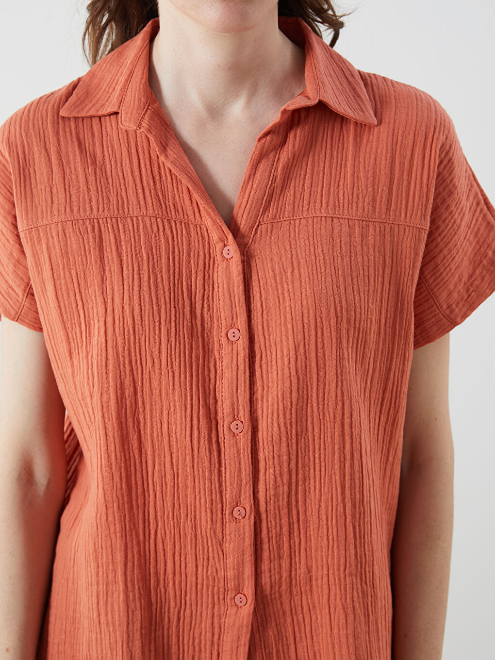 Kırmızı Müslin Kadın Gömlek-2