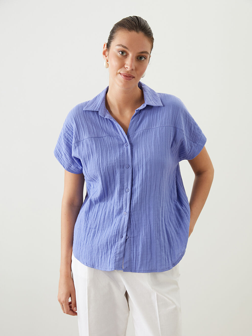 Mor Müslin Kadın Gömlek