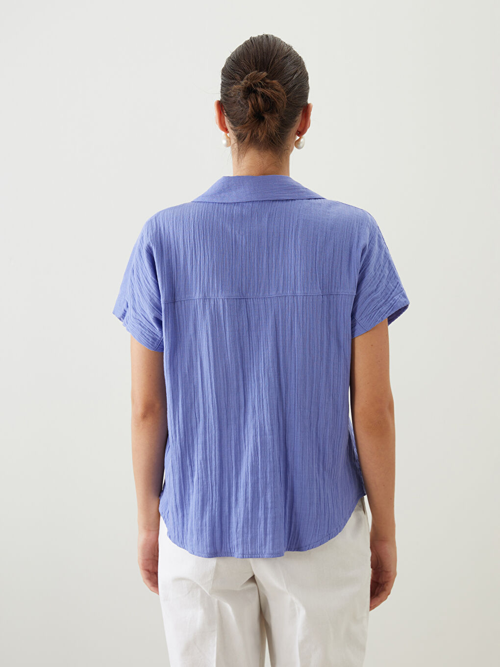 Mor Müslin Kadın Gömlek-3