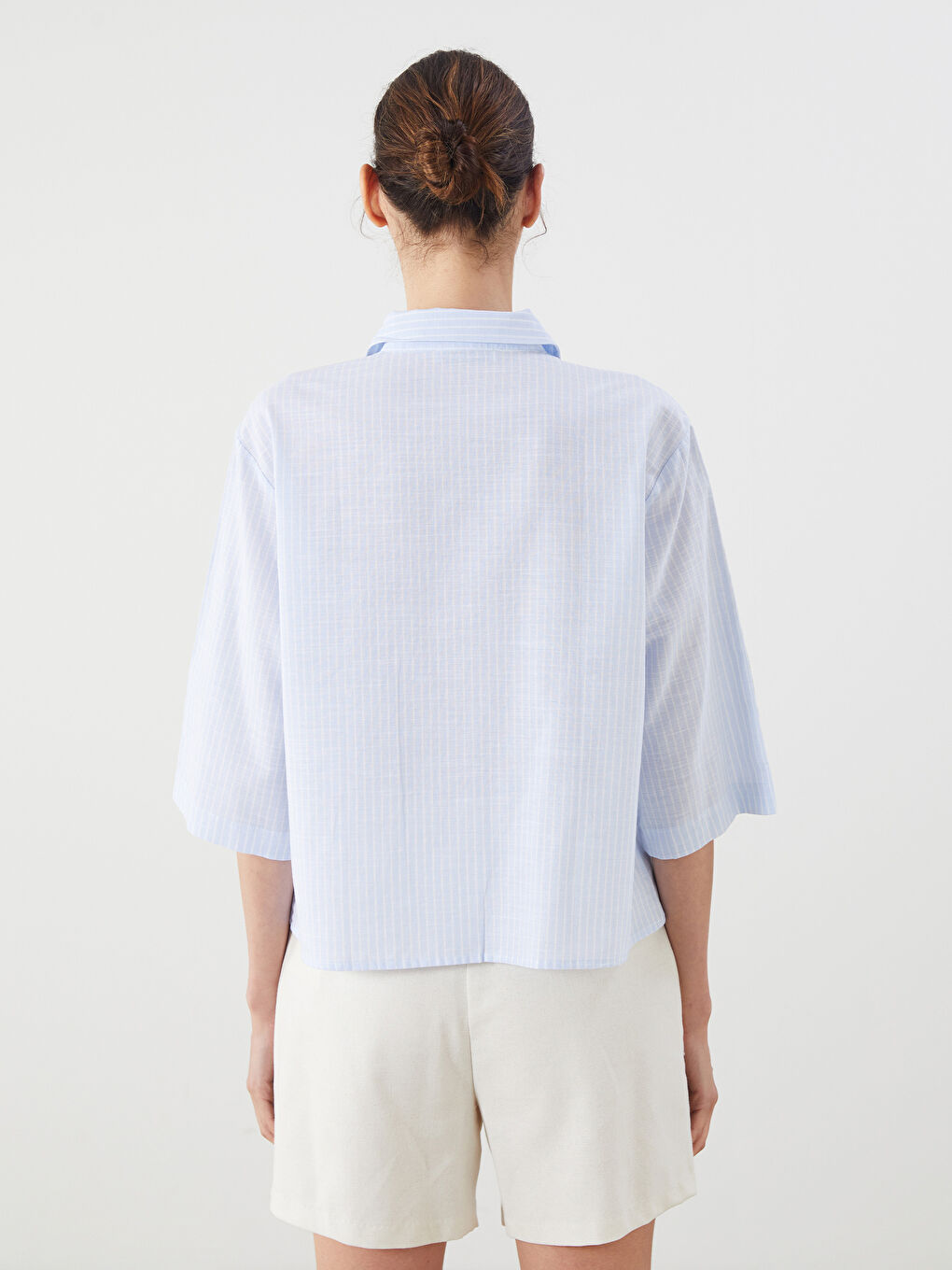 ზოლიანი მაქმანიანი ქალის პერანგი-3