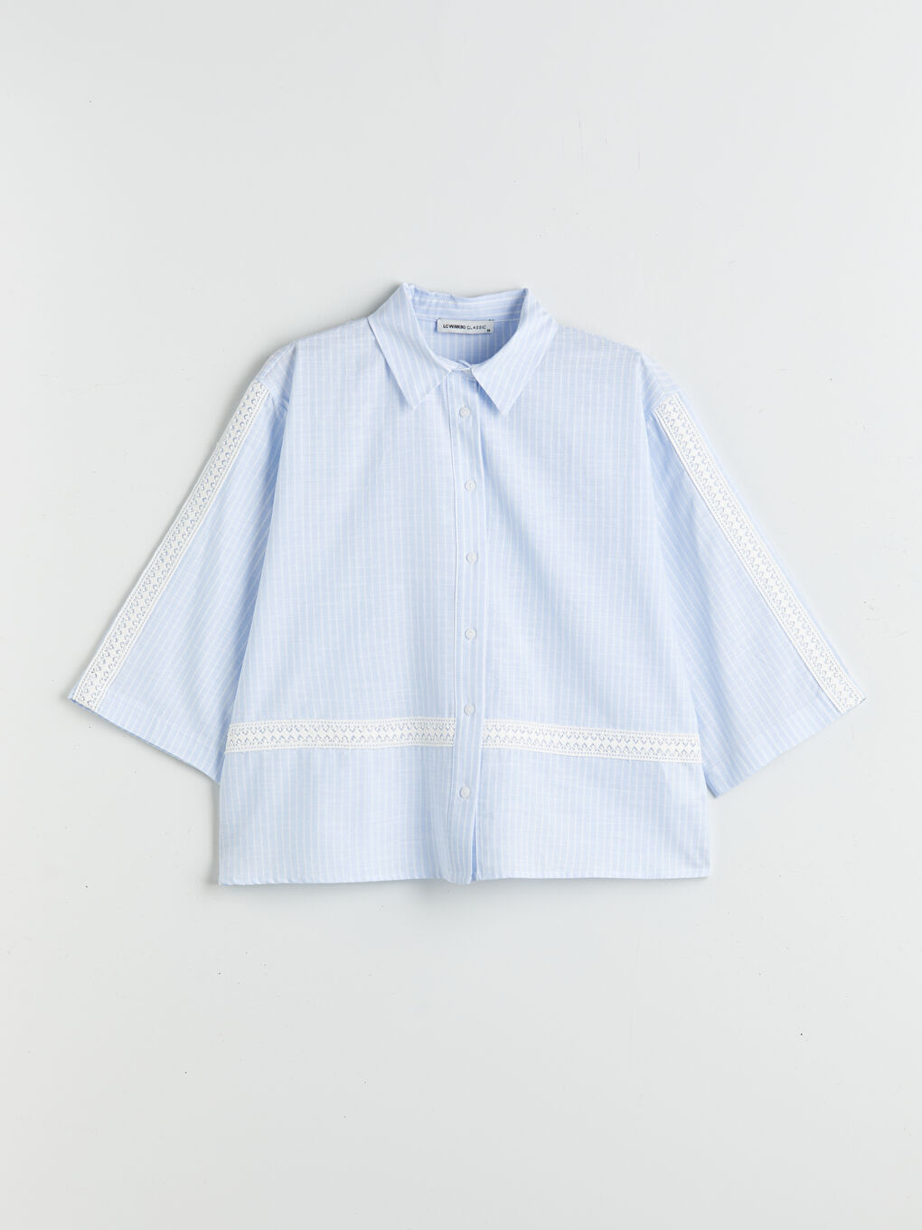 ზოლიანი მაქმანიანი ქალის პერანგი-4