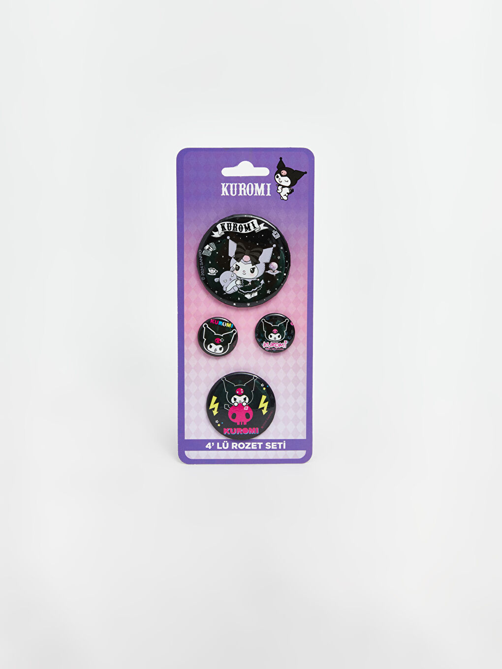 Karışık Kuromi Baskılı Kız Çocuk Rozet Seti 4'lü-1