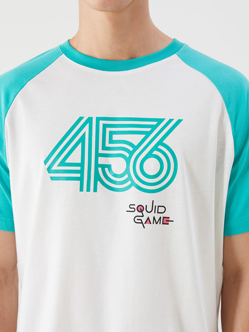 Ekru Bisiklet Yaka Squid Game Baskılı Penye Erkek Tişört-2