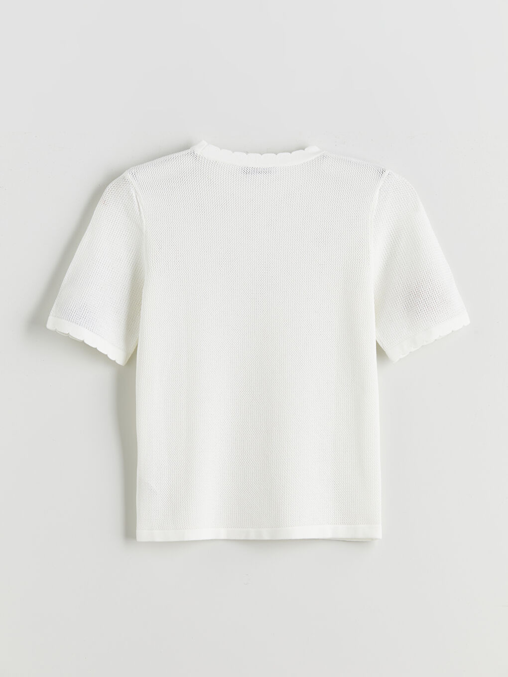 Ekru Bisiklet Yaka Nakışlı Kadın Triko Kazak-5