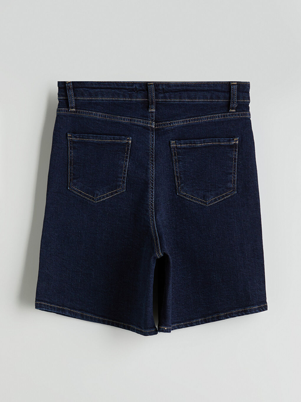 Lacivert Standart Fit Kadın Jean Şort-5