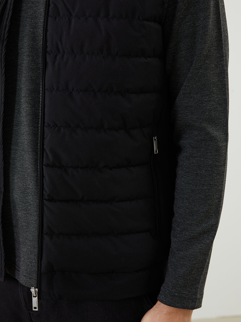 Siyah Standart Kalıp Dik Yaka Erkek Şişme Yelek-5