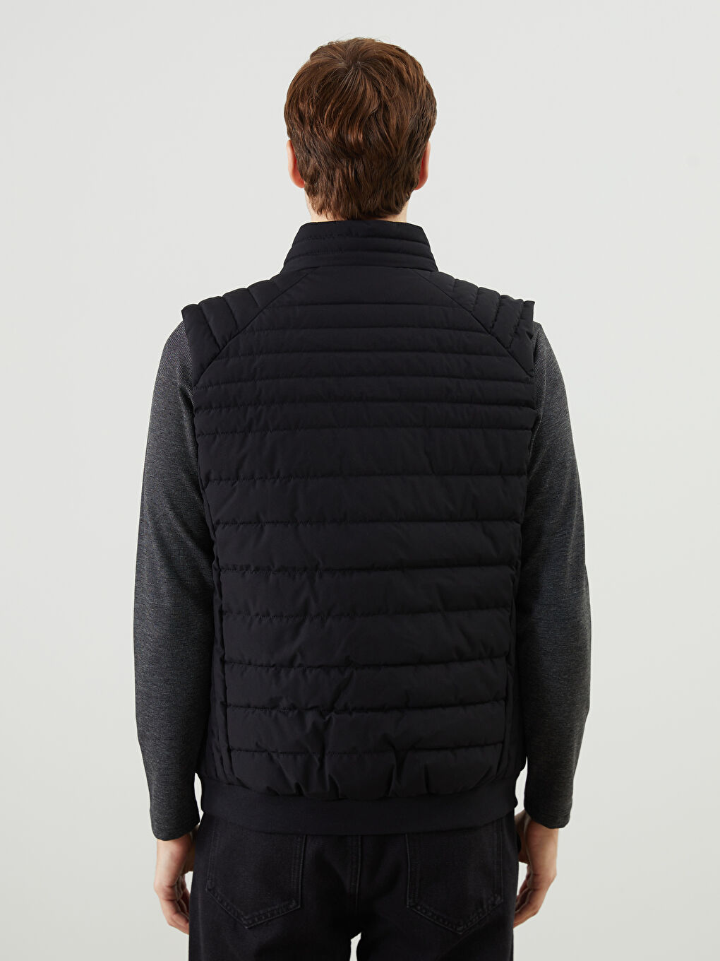 Siyah Standart Kalıp Dik Yaka Erkek Şişme Yelek-9