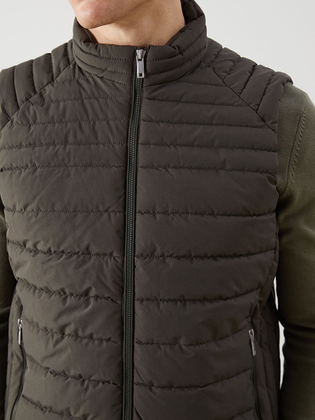 Standard Fit Funnel Neck Men's Puffer Gilet-5