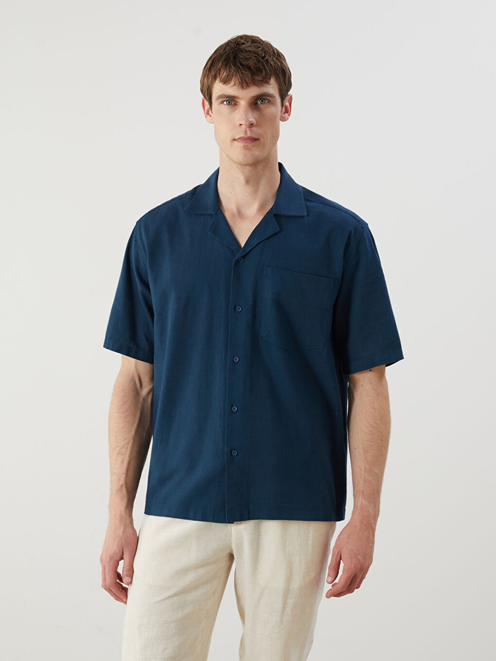 Regular Fit Short Sleeve Gabardine Men's Shirt -S5PP37Z8-CYB