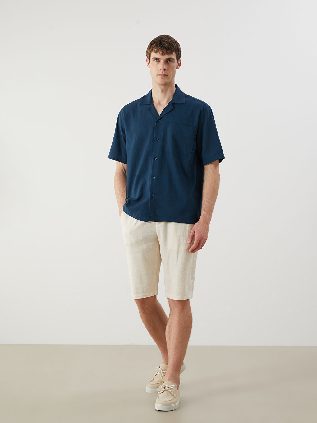 Regular Fit Short Sleeve Gabardine Men's Shirt -S5PP37Z8-CYB