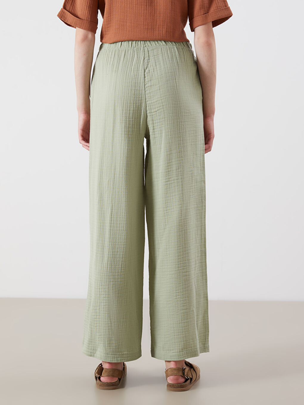 XSIDE Elasticated Waist Textured Women's Trousers -S5PP43Z8-CRR