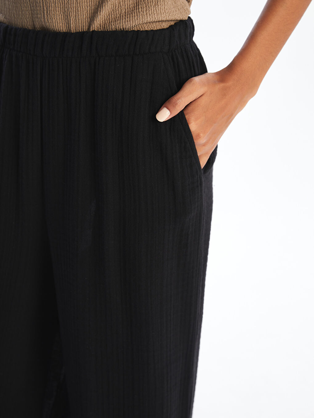 XSIDE Elasticated Waist Textured Women's Trousers -S5PP43Z8-CVL
