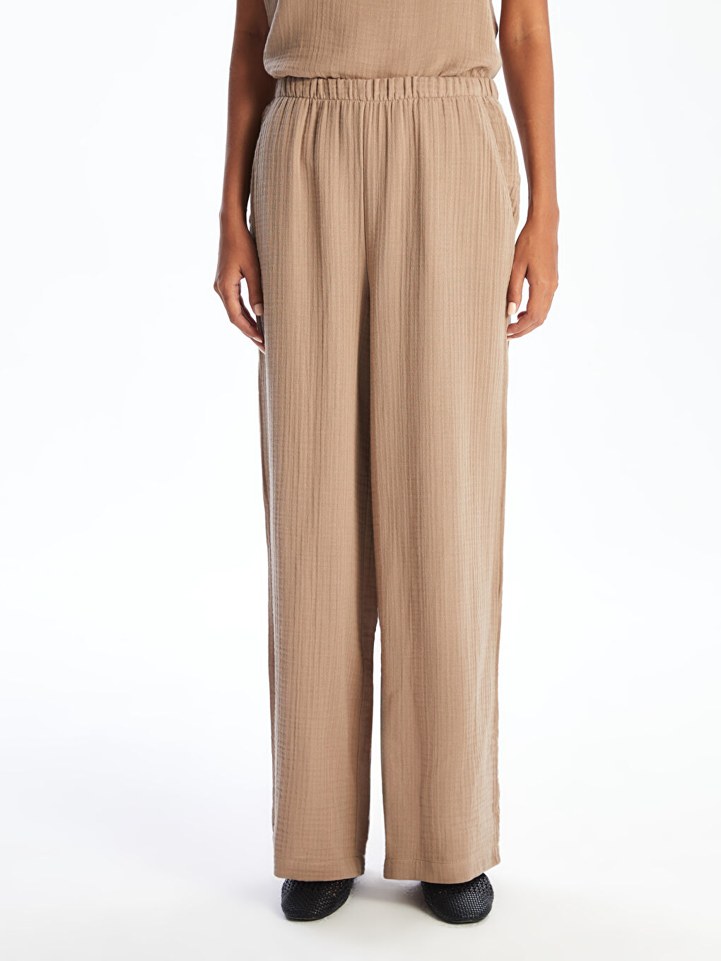 XSIDE Elasticated Waist Textured Women's Trousers -S5PP43Z8-PS7