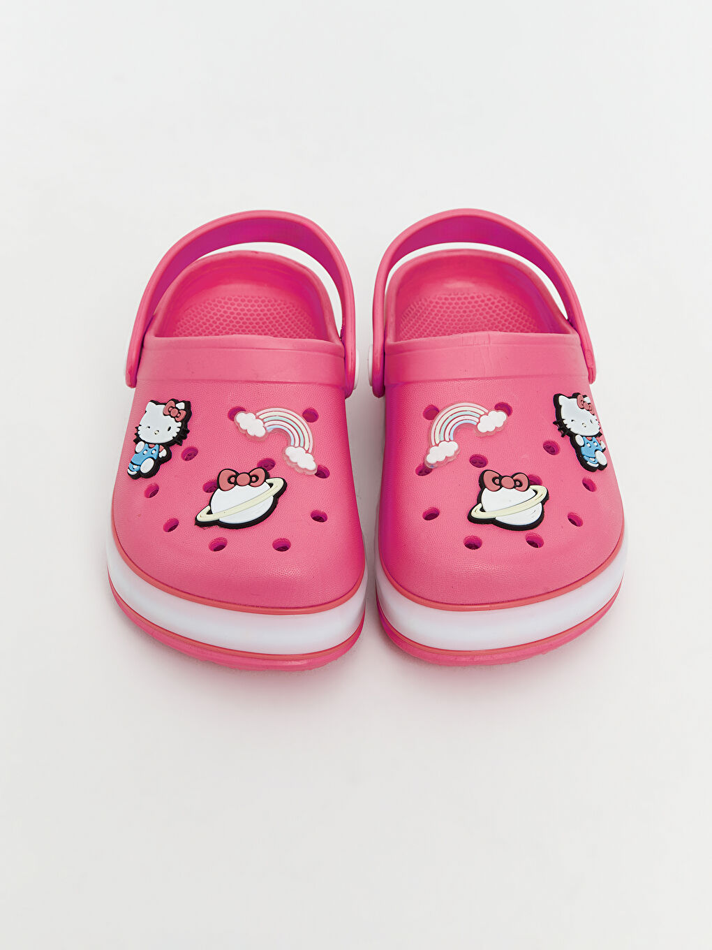 Pembe Hello Kitty Baskılı Tabanı Işıklı Kız Çocuk Plaj Sandaleti-3