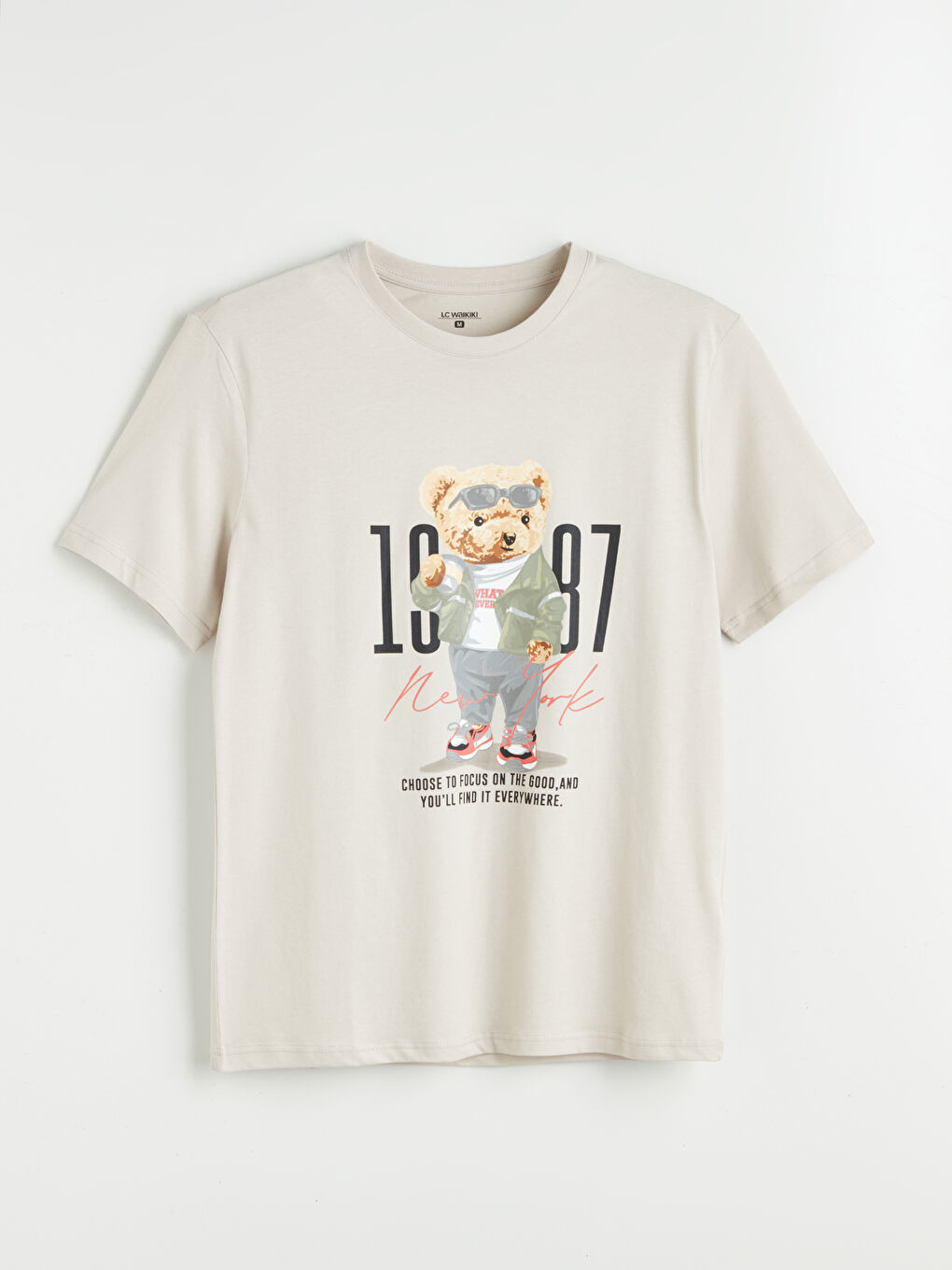 Gri Bisiklet Yaka Kısa Kollu Erkek Pijama Üst