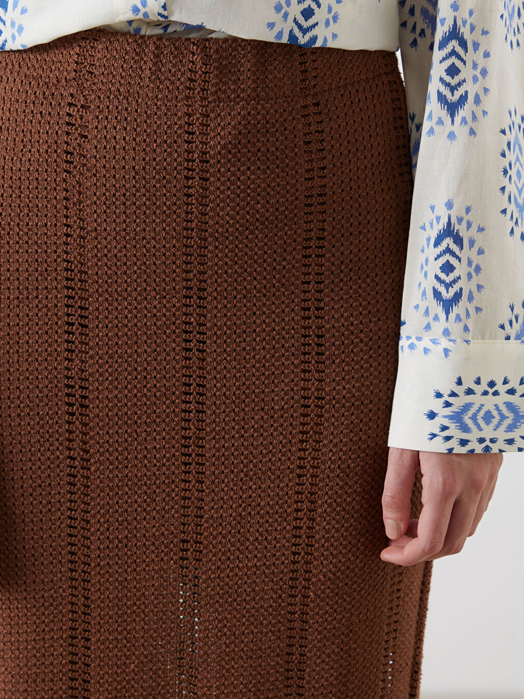 Kahverengi Beli Lastikli Ajurlu Etek-2