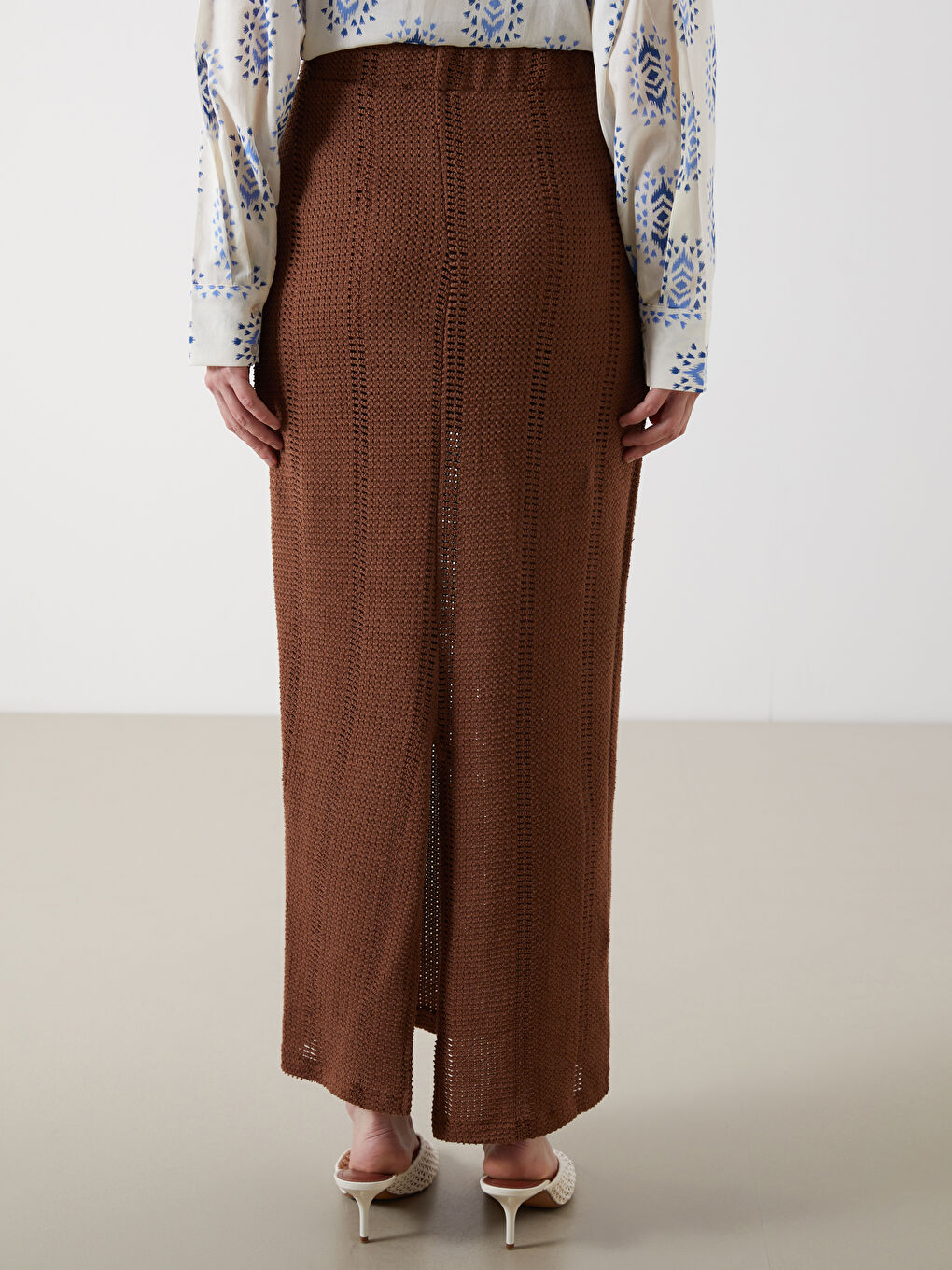 Kahverengi Beli Lastikli Ajurlu Etek-3