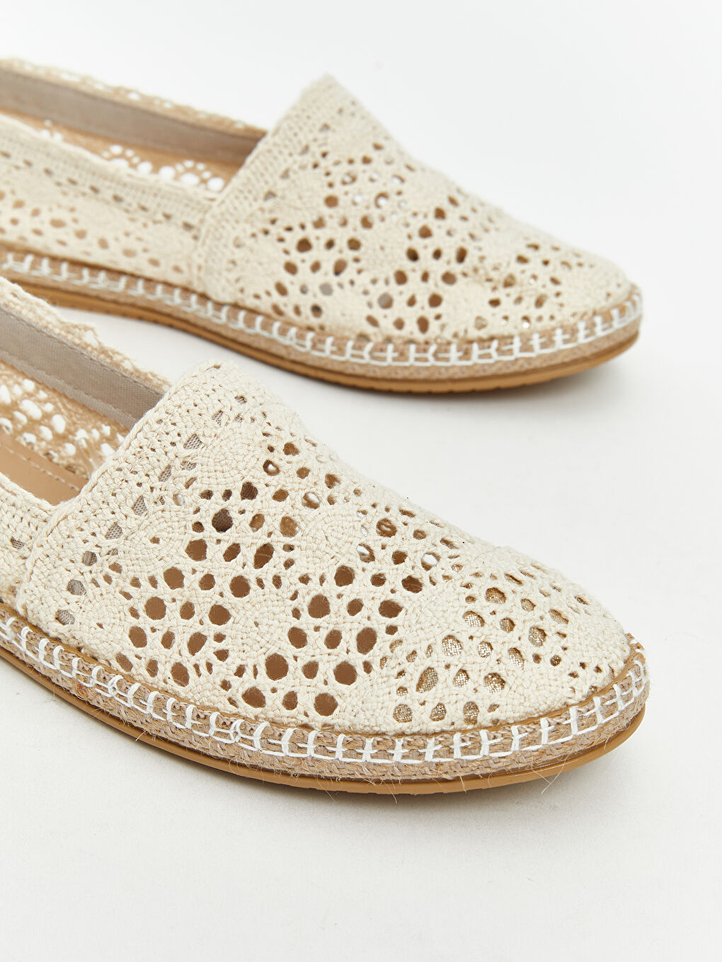 Bej Hasır Tabanlı Espadril Ayakkabı-2