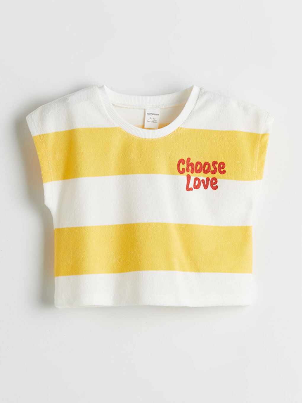 Sarı Bisiklet Yaka Yazı Baskılı Kız Çocuk Tişört-1