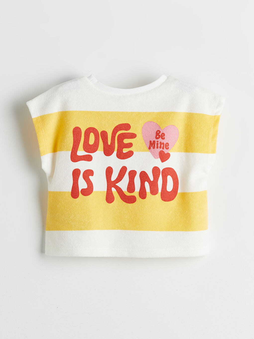 Sarı Bisiklet Yaka Yazı Baskılı Kız Çocuk Tişört-2