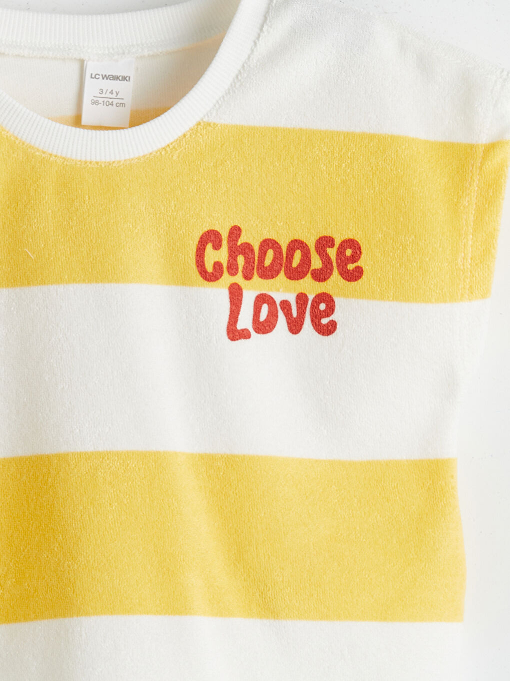 Sarı Bisiklet Yaka Yazı Baskılı Kız Çocuk Tişört-3