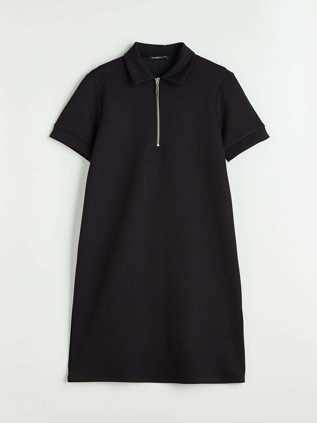 Siyah Polo Yaka Mini Elbise-4