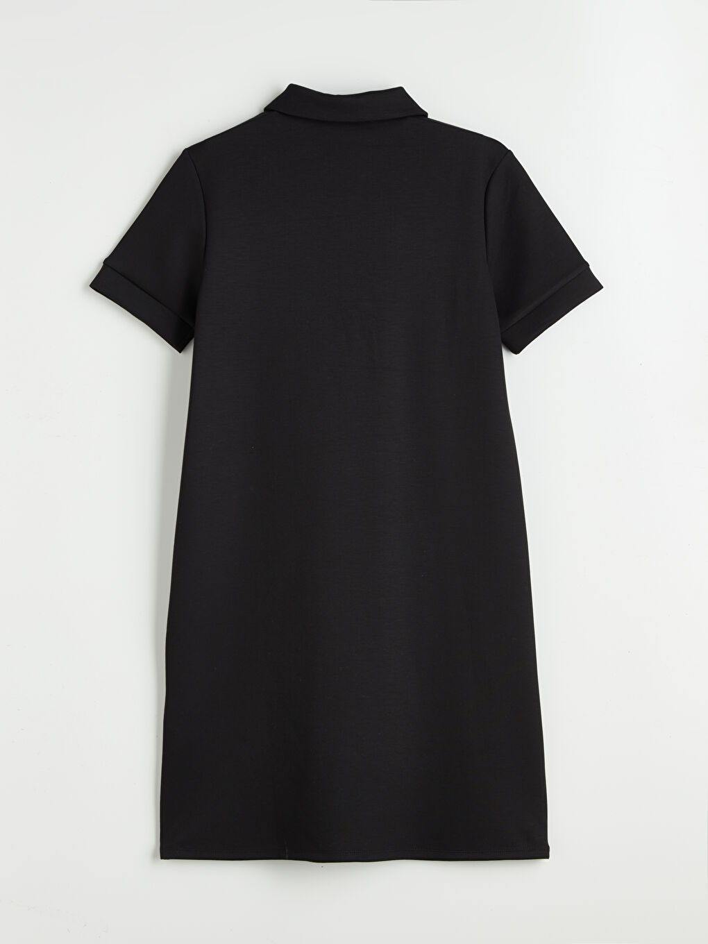 Siyah Polo Yaka Mini Elbise-5