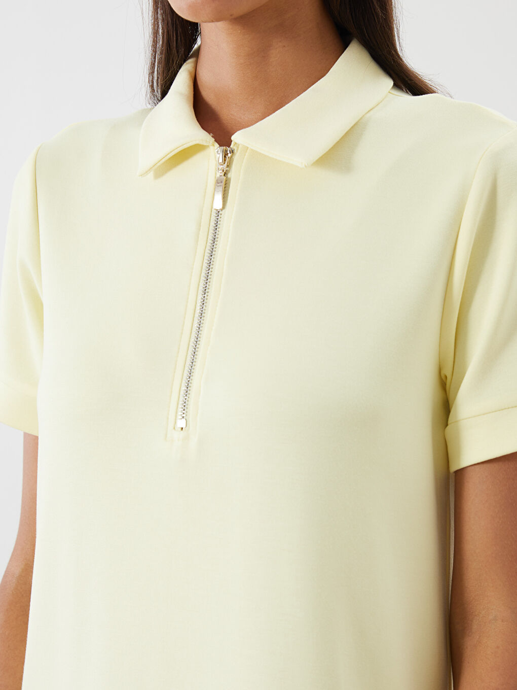 Sarı Polo Yaka Mini Elbise-2