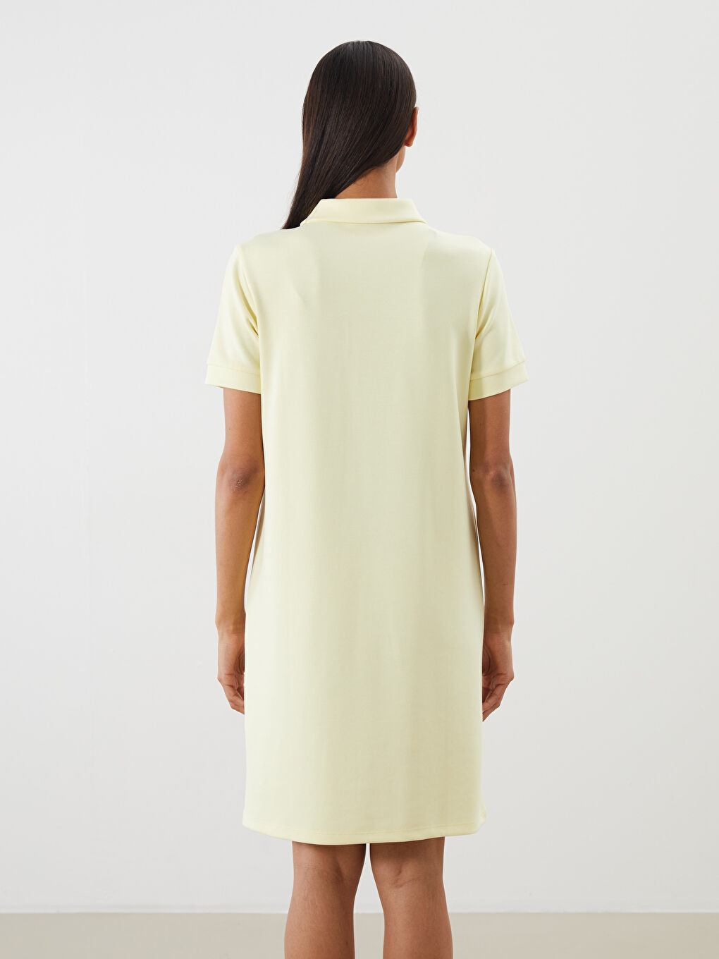 Sarı Polo Yaka Mini Elbise-3