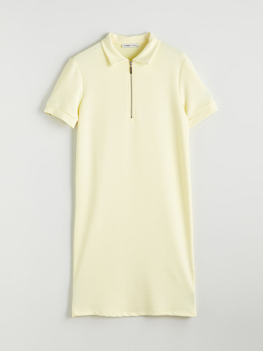 Sarı Polo Yaka Mini Elbise-4