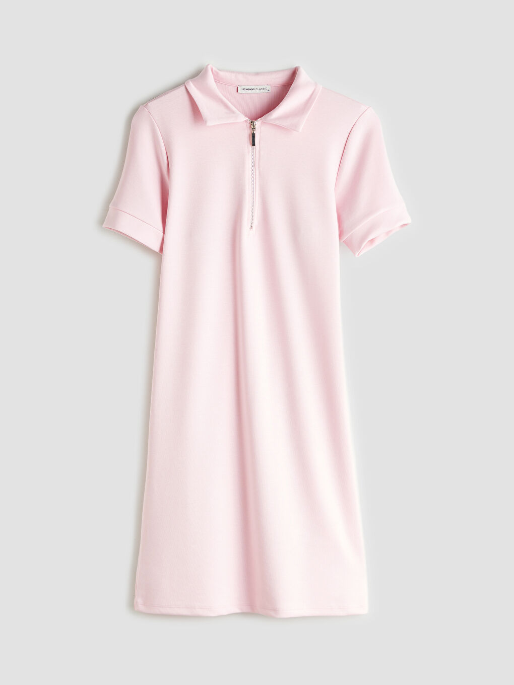 Pembe Polo Yaka Mini Elbise-4