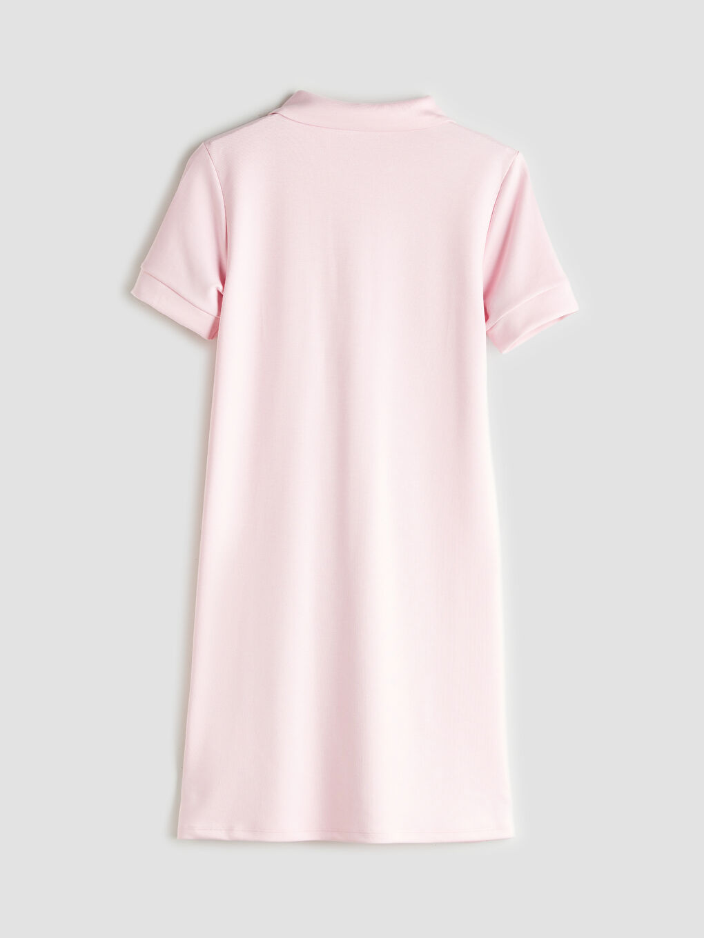 Pembe Polo Yaka Mini Elbise-5