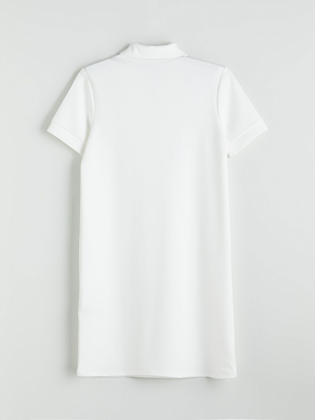 Beyaz Polo Yaka Mini Elbise-5