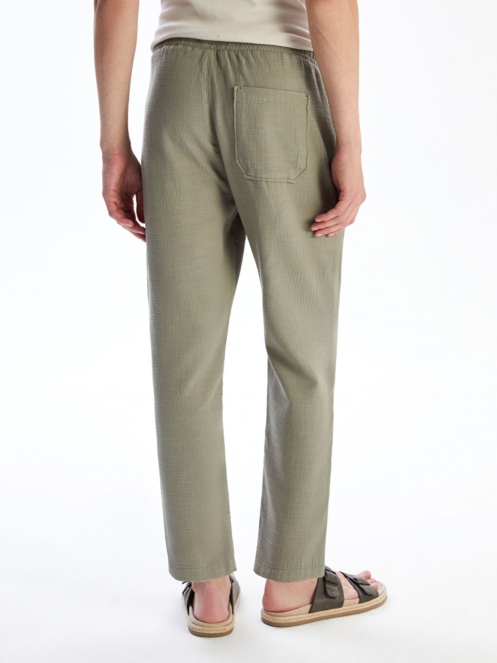 კომფორტული ჭრის დობი ქსოვილის მამაკაცის შარვალი-3