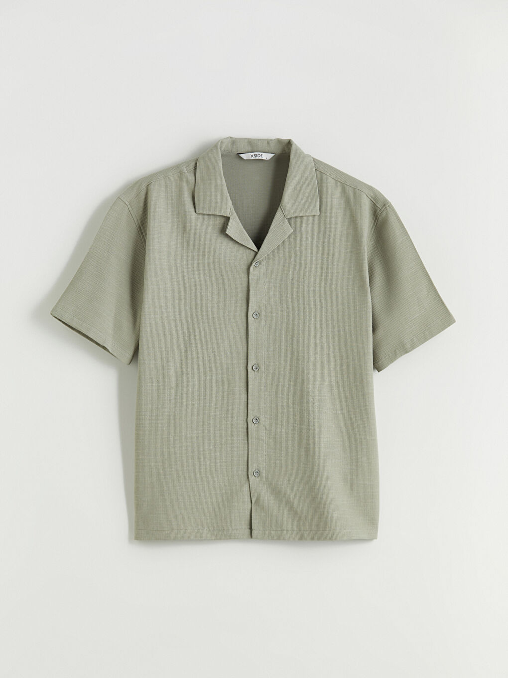 Haki Rahat Kalıp Resort Yaka Kısa Kollu Müslin Erkek Gömlek-8