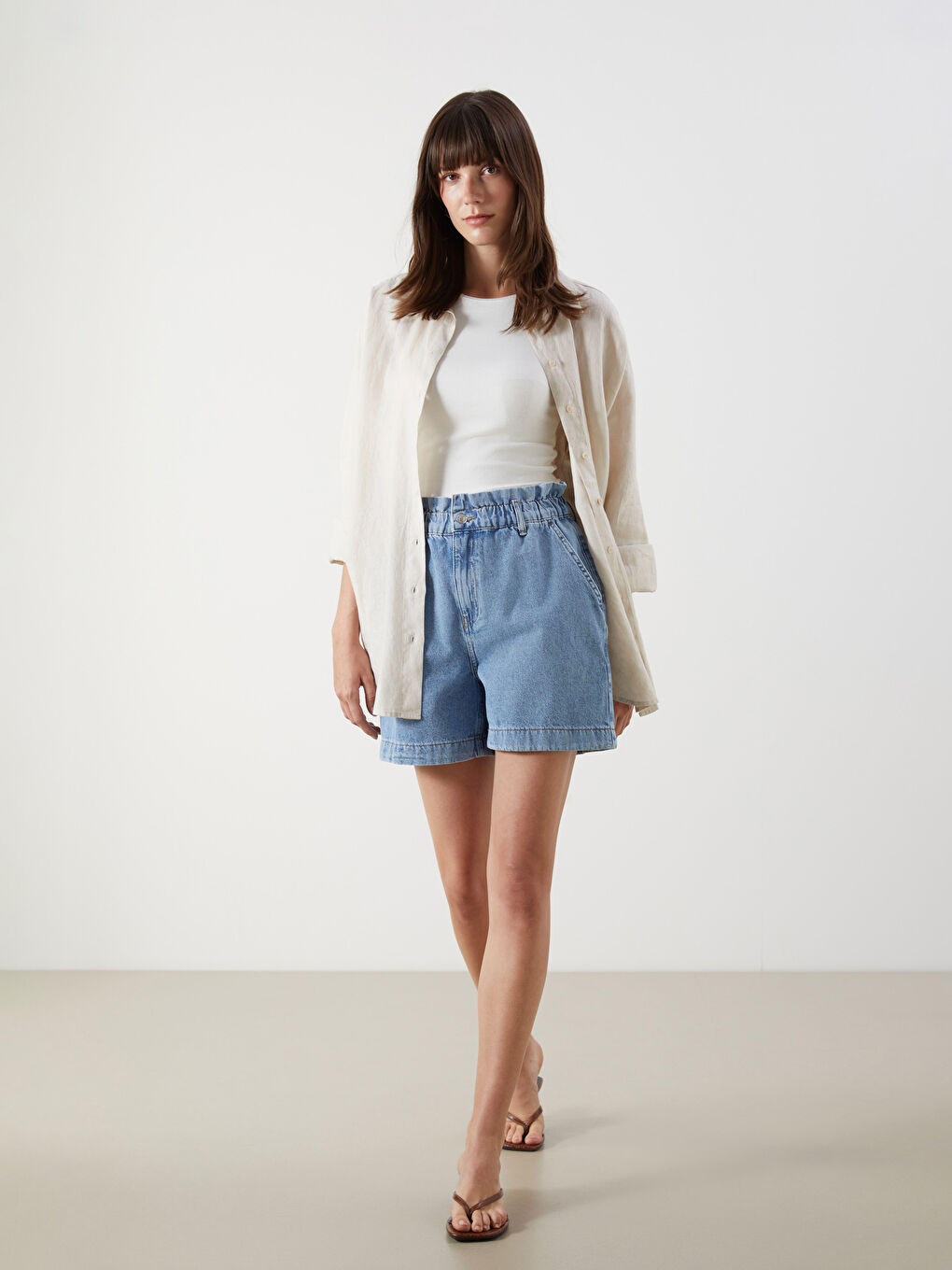 Elasticated Waist Women's Denim Shorts -S5PQ68Z8-311