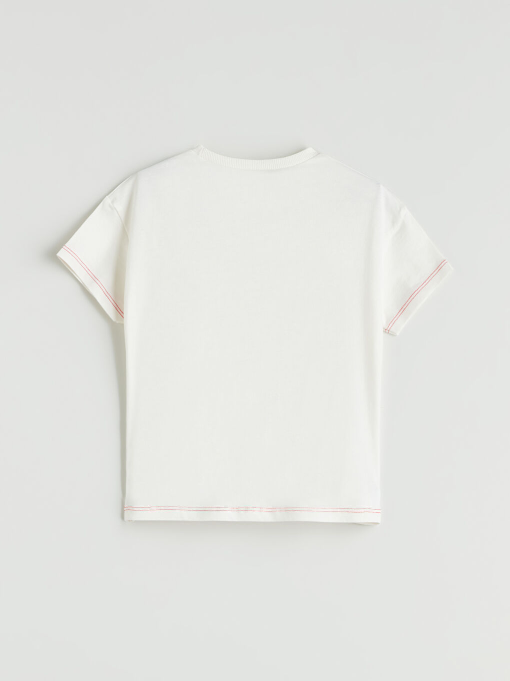 Ekru Bisiklet Yaka Çiçekli Kız Çocuk Tişört-1