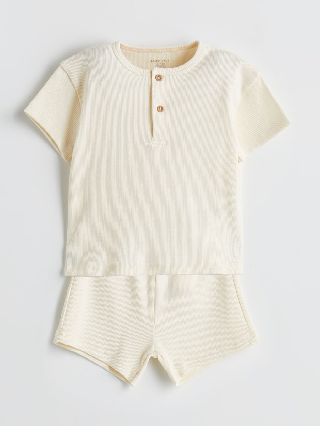 Ekru Basic Erkek Bebek Tişört ve Şort 2'li
