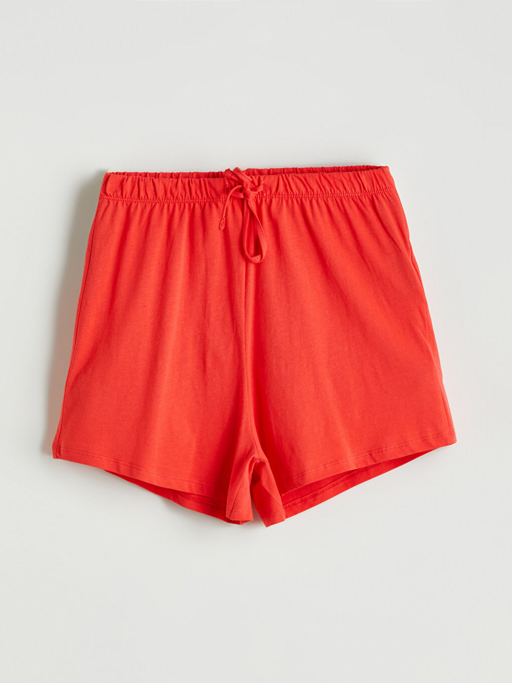 Kırmızı Beli Lastikli Kadın Şort Pijama Altı