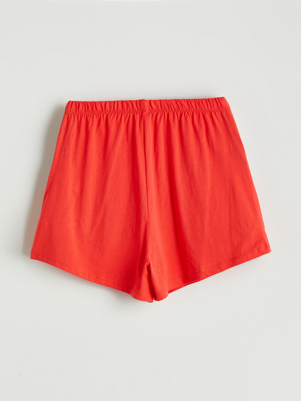 Kırmızı Beli Lastikli Kadın Şort Pijama Altı-1