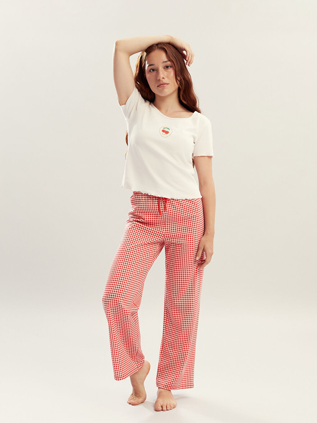 Petite Crew Neck Printed Women's Pyjama Set -S5PQ90Z8-LTQ