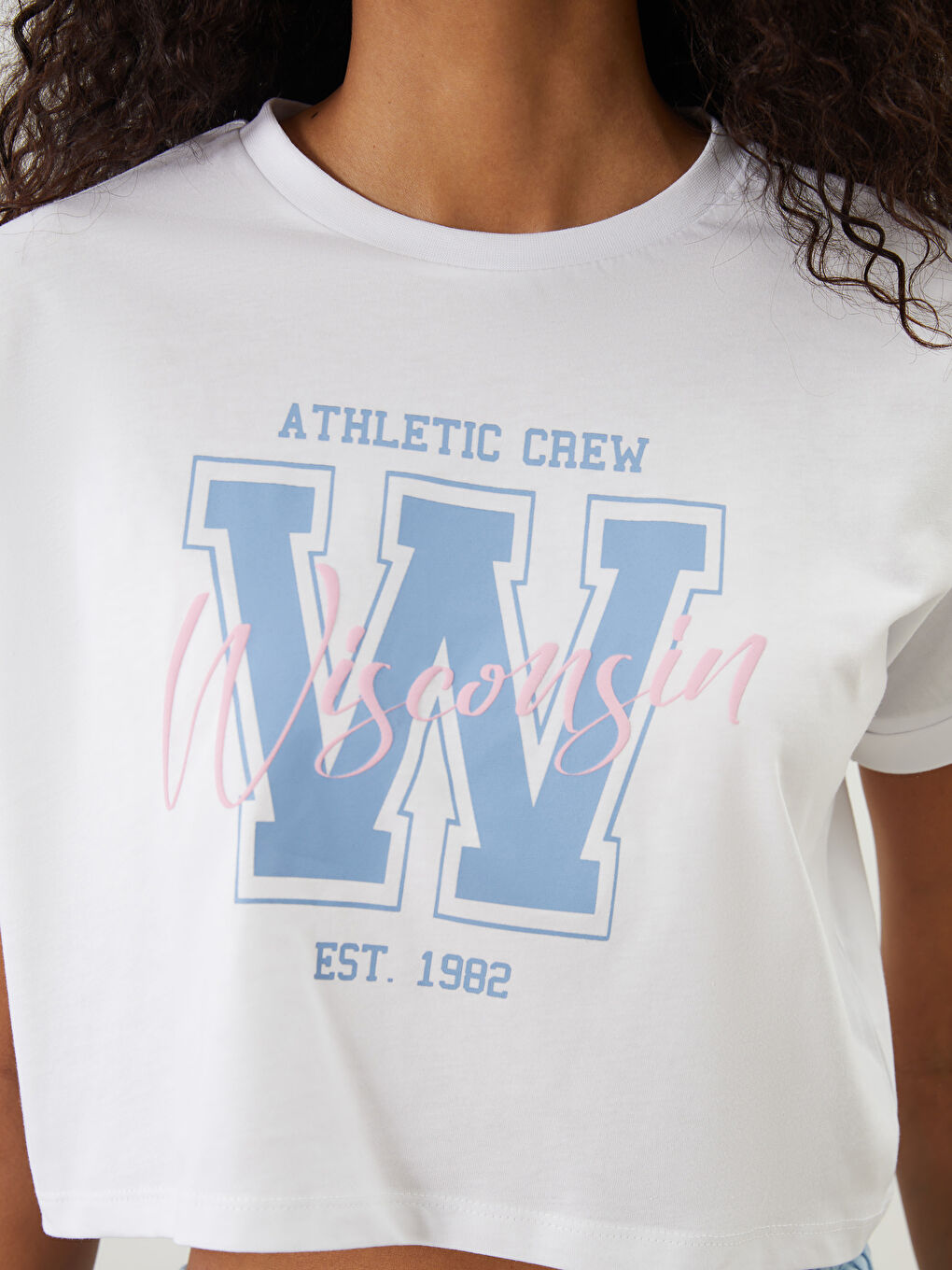 XSIDE ACTIVE Crew Neck Printed Crop Women's Sports T-Shirt -S5PR17Z8-Q6K