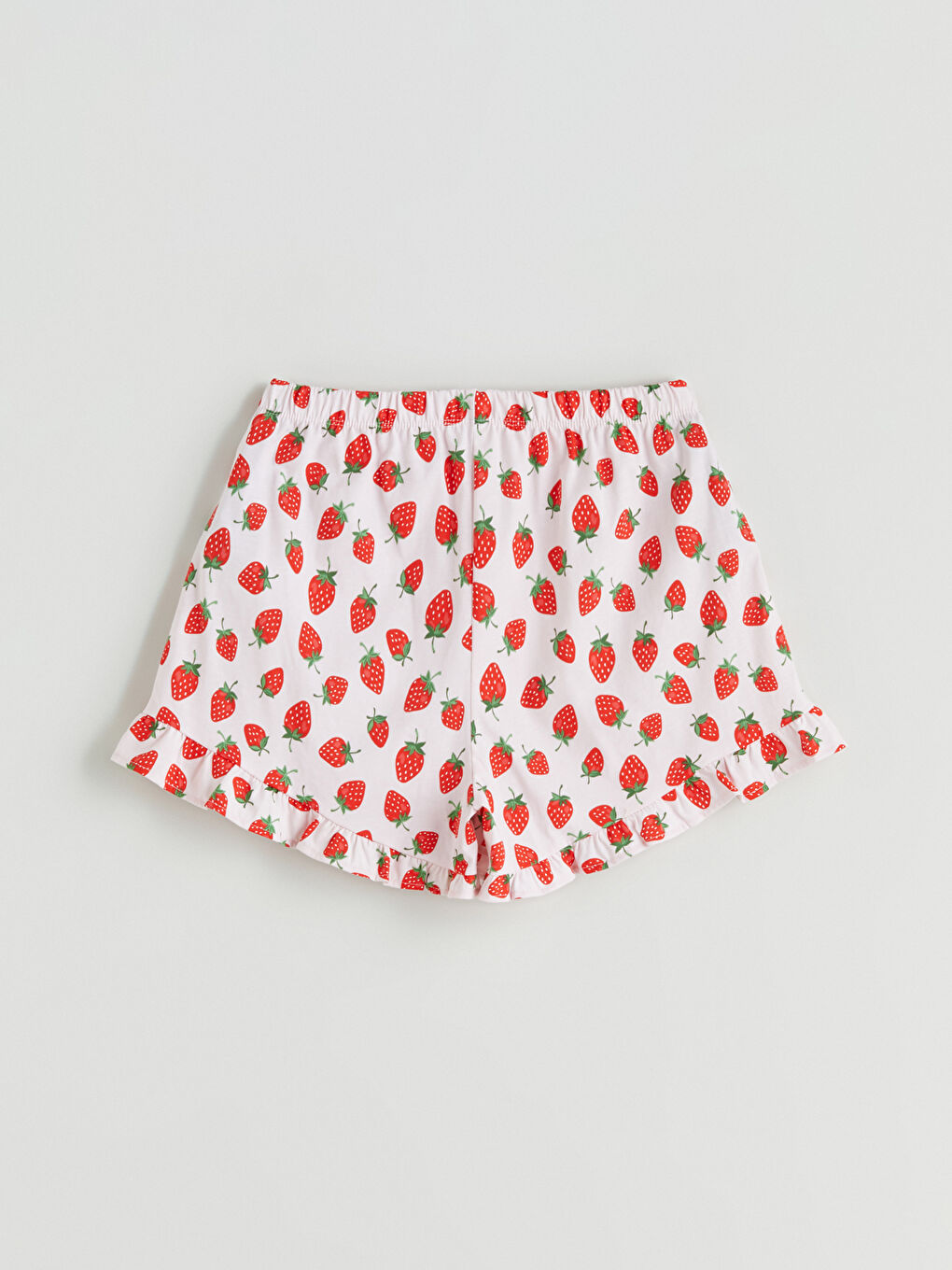 Pembe Beli Lastikli Baskılı Kadın Şort Pijama Altı-1