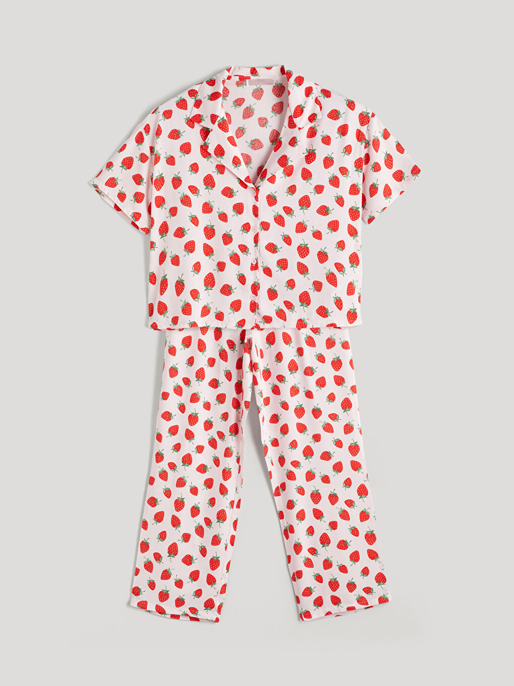 Petite Collared Neck Printed Women's Pyjama Set -S5PR23Z8-LT4