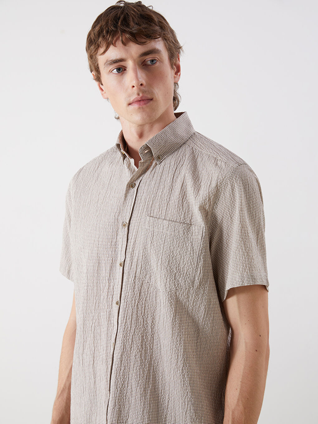 SOUTHBLUE Regular Fit Short Sleeve Plaid Men's Shirt -S5PR37Z8-QSC