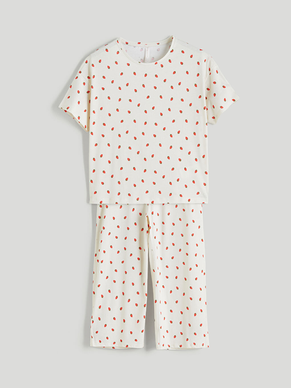 Crew Neck Printed Women's Capri Pyjama Set -S5PR52Z8-LRA