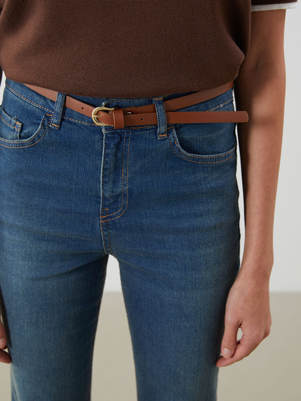 LCW Jeans Indigo Beli Kemerli Mars Flare Kadın Jean Pantolon - 2