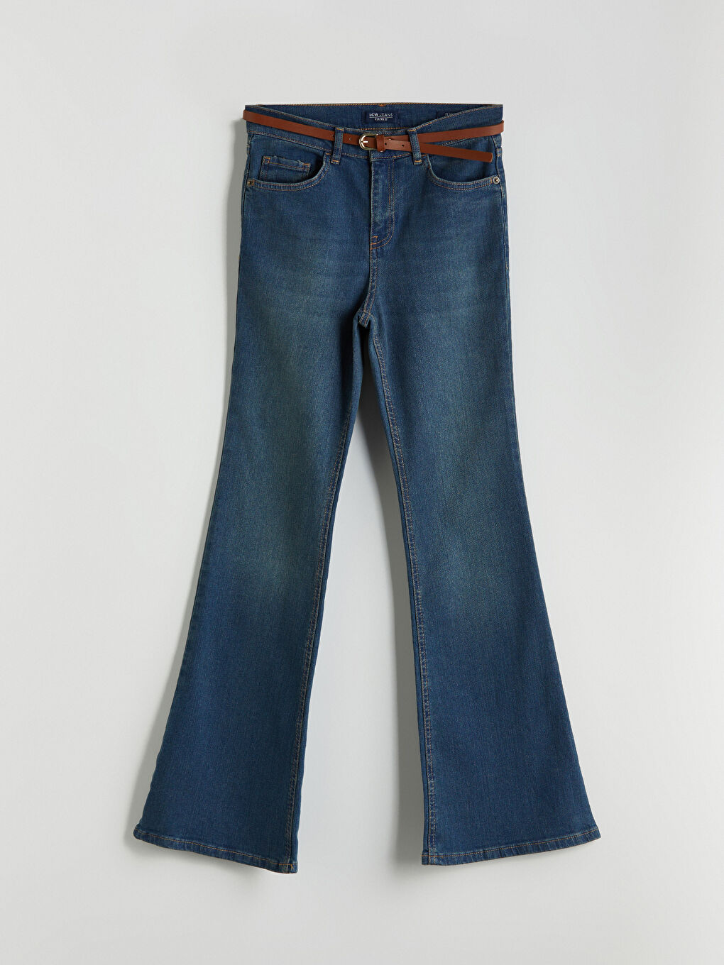 LCW Jeans Indigo Beli Kemerli Mars Flare Kadın Jean Pantolon - 4