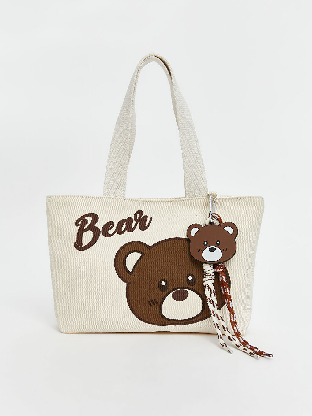 Kahverengi Ayı Baskılı Kanvas Kız Çocuk Kol Çantası