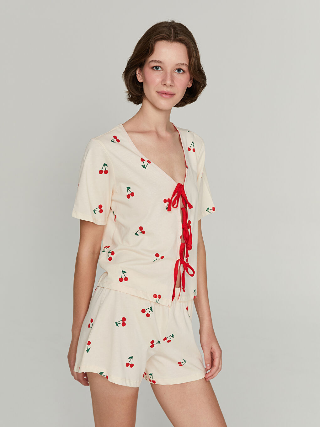 Woman ECRU Shortie Pyjama Set -S5PS19Z8-LRA